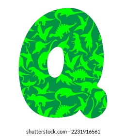letter q from dinosaurs, vector illustration