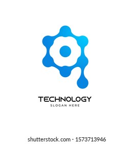 Letter Q with Dots circle technology connection logo vector design template