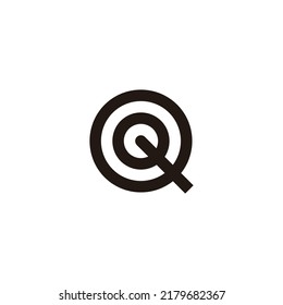 Doppelter Buchstabe Q, kreisgeometrisches Symbol, einfaches Logo, Vektorgrafik