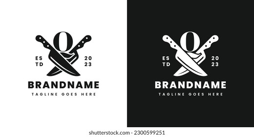 Letter Q Double Knife Logo, Suitable for any business related to knife with Q initial.