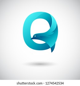 Letter Q With Dove Logo Concept. Creative and Elegant Logo design Template.