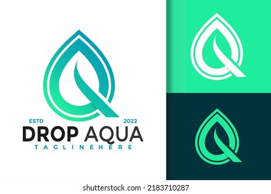 Letter Q Drop Aqua Logo Design, brand identity logos vector, modern logo, Logo Designs Vector Illustration Template