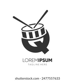 Letter Q Drummer Drumstick Drum Logo Design Vector Icon Graphic Emblem Symbol Illustration