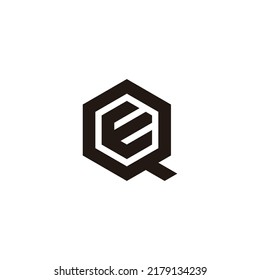 Letra Q y E símbolo geométrico hexágono simple vector de logotipo