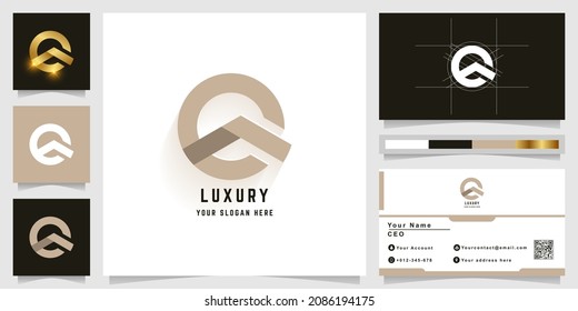 Letter Q or E monogram logo with business card design
