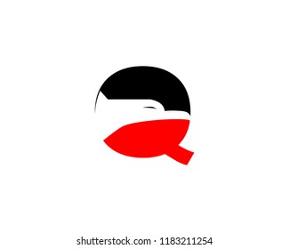 letter q eagle head red black logo