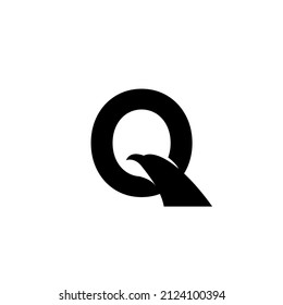 letter Q eagle logo design. Letter Q initials. Eagle head silhouette negative space