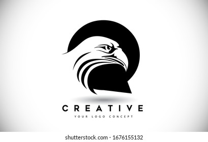 Letter Q Eagle Logo Icon with Creative Eagle Head Vector Illustration.