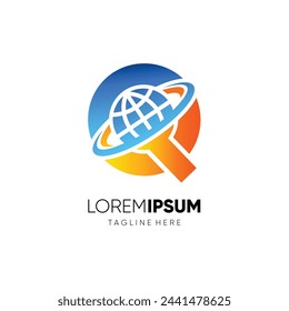 Letter Q Earth Globe World Logo Design Vector Icon Graphic Symbol Illustration