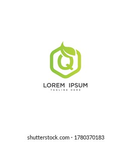 Letra Q elementos de diseño de iconos de logotipo de hoja ecológica