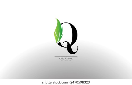 Letter Q eco leaves logo icon design template elements