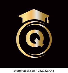 Letter Q Education Logo Template. Education Logotype Concept With Alphabet W Vector Element