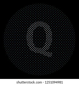 Letter Q effect halftone symbol particles technology and communications vector