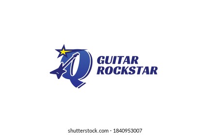 letter Q electric guitar alphabet logo