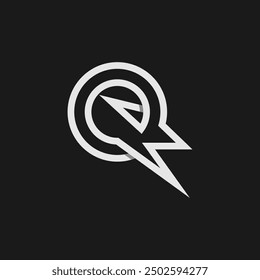 letter Q electric logo, tunder bolt design logo template, vector illustration