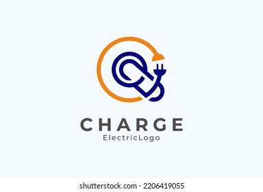 Letter Q Electric Plug Logo, Letter Q and Plug combination, flat design logo template element, vector illustration