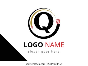 Letter Q with electric wire, optical fiber cable Logo Design Vector Template.