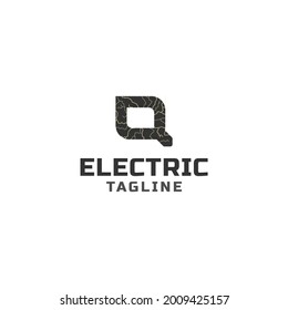 Carta Q Diseño de vectores con logotipo eléctrico adecuado para la potencia, la energía, la marca de negocios eléctricos