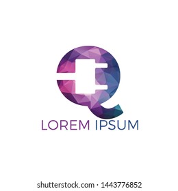 Letter Q electricity plug vector logo design. Power logo design template. Power energy symbol.	