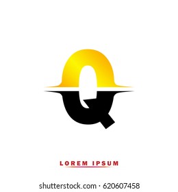 Letter Q Elegant typographic black and yellow