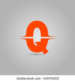 Letter Q Elegant typographic orange