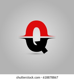 Letter Q Elegant typographic red and black
