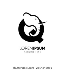 Letter Q Elephant Logo Design Vector Icon Graphic Emblem Illustration Symbol