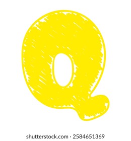 The letter Q of the English alphabet. A children's alphabet with hand-drawn letters. The ABC. For educational banners, kindergartens, and book covers