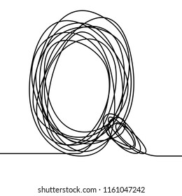 The letter Q. English alphabet. Continuous line drawing.