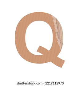 Letter Q of the English alphabet, gray paper cardboard texture on white background - Vector illustration