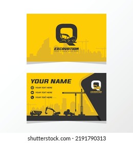 Letter Q excavator logo with business card for your identity brand