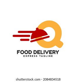 letter Q express food delivery vector initial logo design