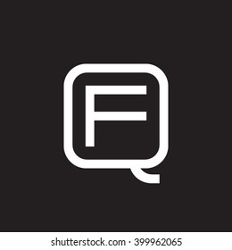 letter Q and F monogram square shape logo white black background