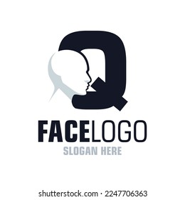 Letter Q Face Logo Design Template Inspiration, Vector Illustration.