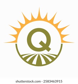 Letter Q Farming and Agriculture Logo Design Vector Template