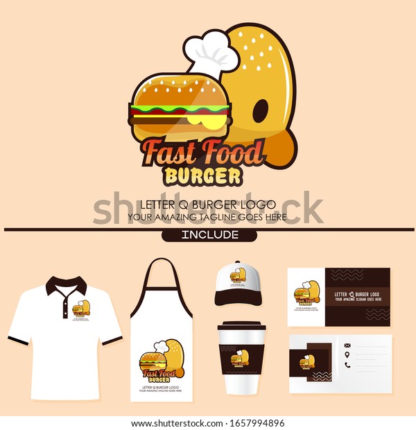 Letter Q Fast Food Burger Logo Stock Vector Royalty Free