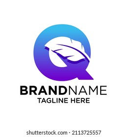 Letter Q Feather Logo Design Template Inspiration, Vector Illustration.