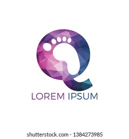 Letter Q and feet vector logo design. Foot health icon logo design template. Health care symbol.	