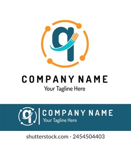 Letter q with Fiber Optic, Electric Wire for Technology Business Logo Idea. Optical Fiber, Telecom, Connection, Cabling Provider Repair, Cable Logo Vector