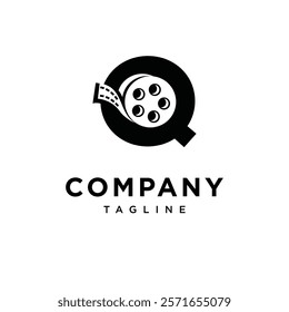 Letter Q Film Roll Logo Icon Vector