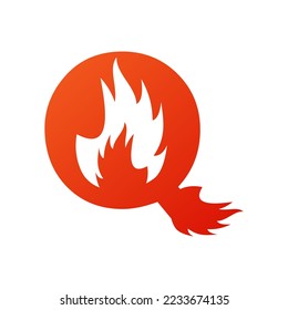 Letra q con ilustración de logotipo de incendio