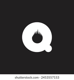 letter Q fire simple vector logo symbol