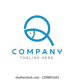 Letter Q fish Logo Design - Vector