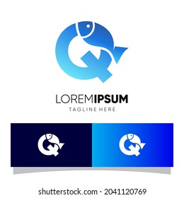 Letter Q Fish Logo Design Vector Icon Graphic Emblem Illustration