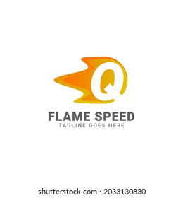 diseño del logotipo del vector de velocidad de llama Q de letra