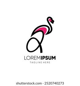 Letter Q Flamingo Logo Design Vector Icon Graphic Emblem Symbol Illustration