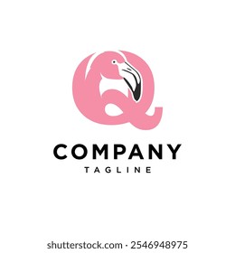 Letter Q Flamingo Logo Icon Vector