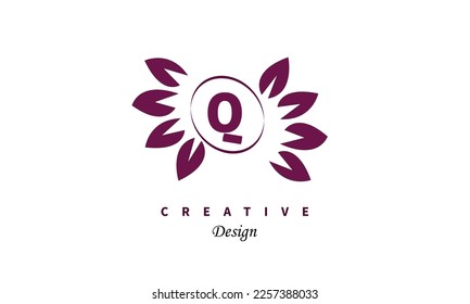 Letter Q floral logo design. This alphabet perfectly use for wedding, invitation, logo, icon