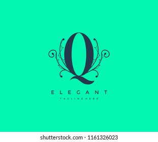 Letter Q Floral Monogram Premium Elegant Logo Design
