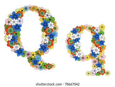 Letter Q floral; vector.